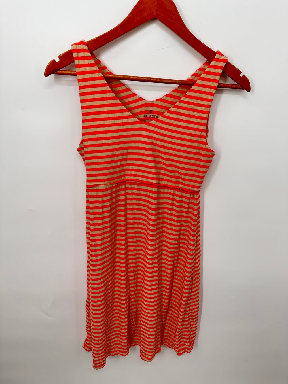 ATHLETA Santorini Striped Stretch Jersey V Neck Dress // S - Picture 1 of 7